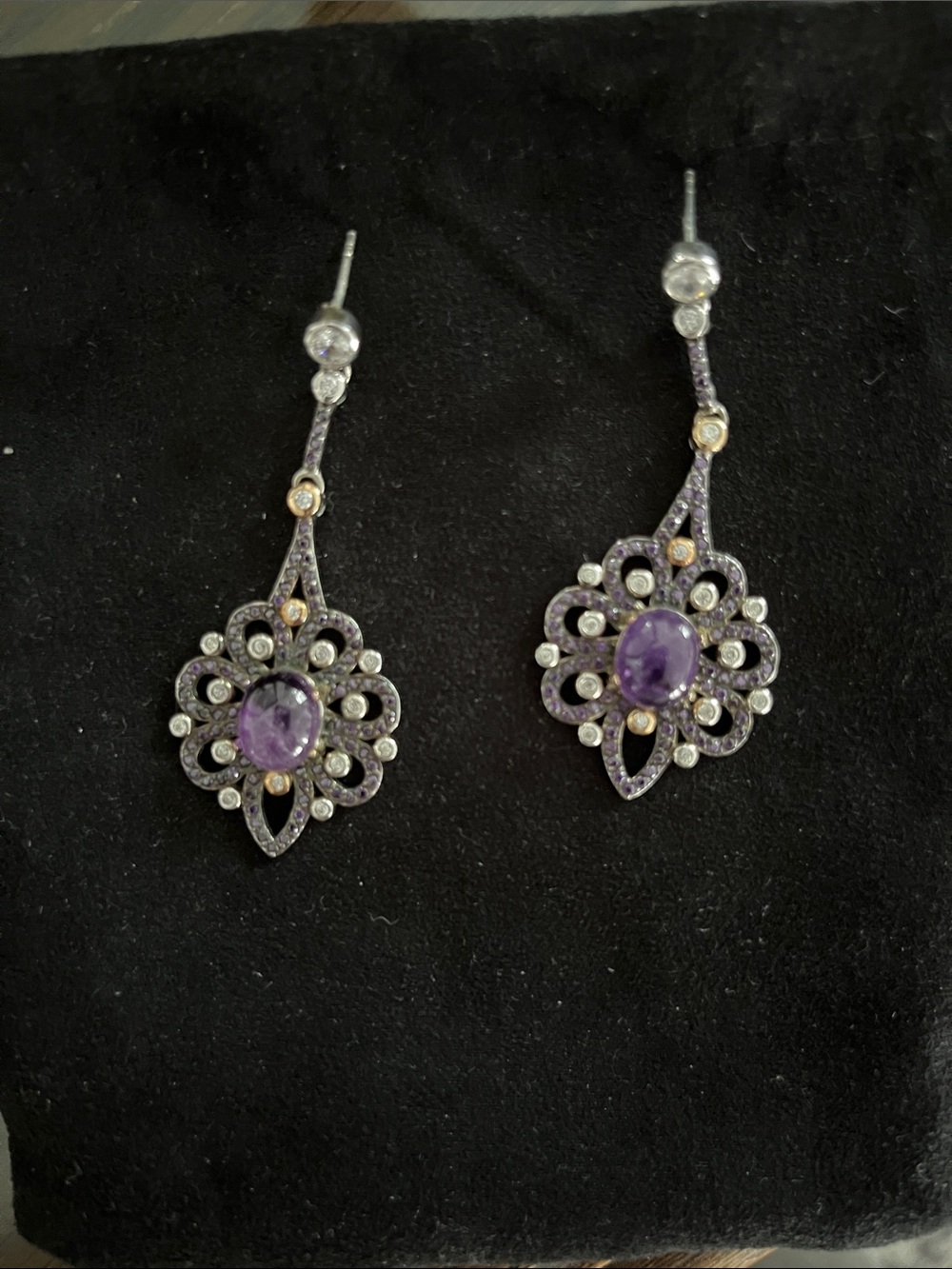 Elegant Purple Crystal Drop Earrings for Women